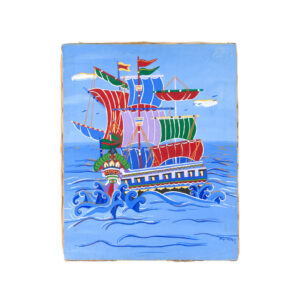 Original Oil on Stretched Burlap of Merchant Ship