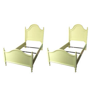 Pair of STANLEY FURNITURE Twin Size Beds in Light Green Finish