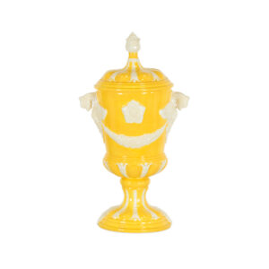 ABIGAIL’S CHINA Yellow and White Glazed Lidded Urn