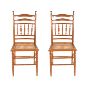 Pair of DELAWARE CHAIR CO. Rattan Seat Dining Chairs