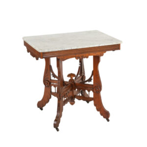 Victorian Walnut Parlor Table with Marble Top