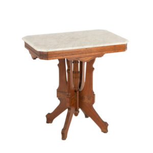 Victorian Walnut Parlor Table with Marble Top