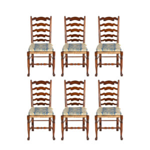Set of 6 French Country Ladderback Rush Seat Dining Chairs