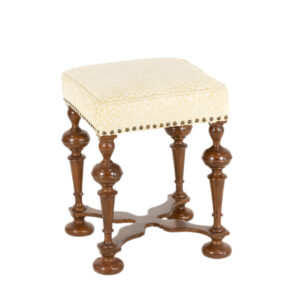 William and Mary Style Stool with Neutral Upholstery