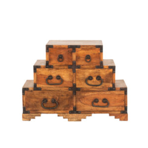 Japanese Tansu Style Six Drawer Pyramid Chest