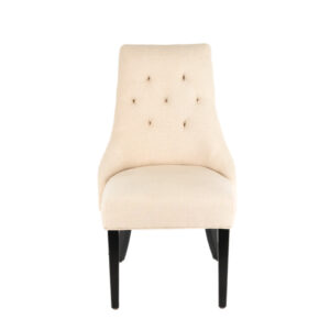 Tufted Back Side Chair in Ivory Upholstery