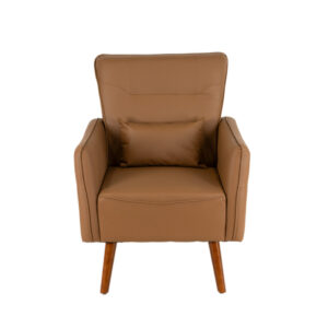 New JARRICK Accent Armchair in Tan Vegan Leather