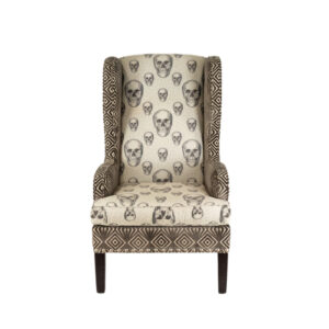 REGINA ANDREW Wing Chair in Dual Skull Upholstery