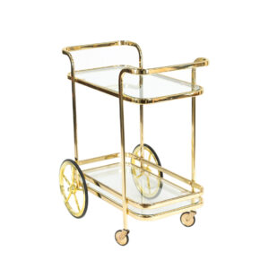 Brass Bar Cart with Glass Top