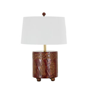 SARREID Crimson and Gold Barrel Table Lamp
