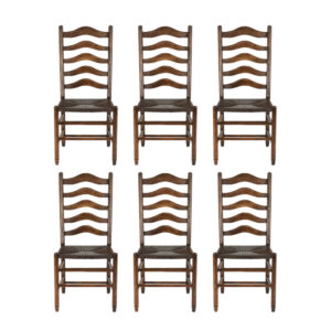 Set of 6 French Country Ladderback Dining Chairs with Rush Seats