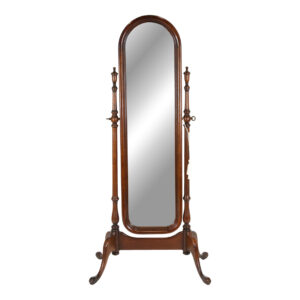Cheval Style Mahogany Standing Mirror with Tassel Accents