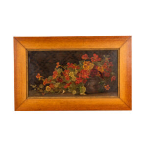 Original Floral Still Life Painting in Oak Frame