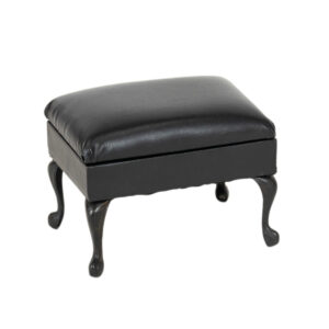 Black Faux Leather Storage Footstool on Cast Iron Legs