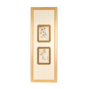 Asian Dual Hand Painted Silk Panel in Gold Frame