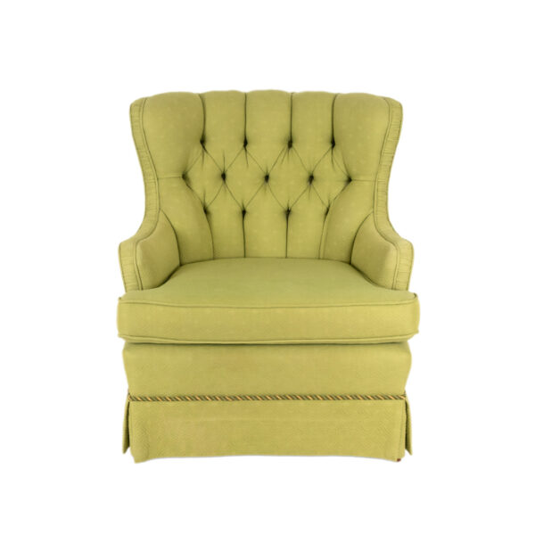 Vintage Accent Chair in Light Green Upholstery - Image 1