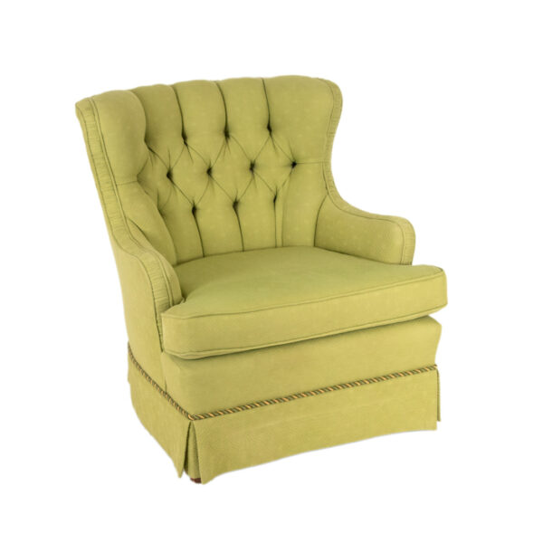 Vintage Accent Chair in Light Green Upholstery - Image 2