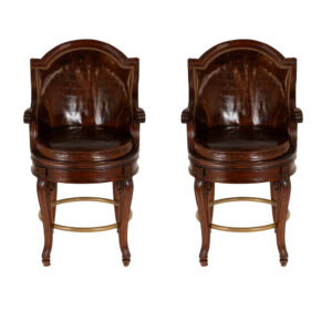 Pair of CENTURY Counter Stools in Croc Embossed Leather Upholstery