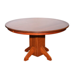 Amish Made Round Cherry Pedestal Dining Table with 2 Leaves