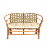 OLD HICKORY Settee with Canvas Webbing and Ivory Upholstery
