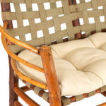OLD HICKORY Settee with Canvas Webbing and Ivory Upholstery - Image 3