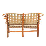 OLD HICKORY Settee with Canvas Webbing and Ivory Upholstery - Image 6