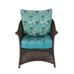 All Weather Wicker Accent Chair with Blue Cushions