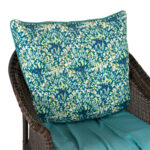 All Weather Wicker Accent Chair with Blue Cushions - Image 3