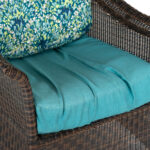 All Weather Wicker Accent Chair with Blue Cushions - Image 4