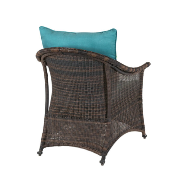 All Weather Wicker Accent Chair with Blue Cushions - Image 7