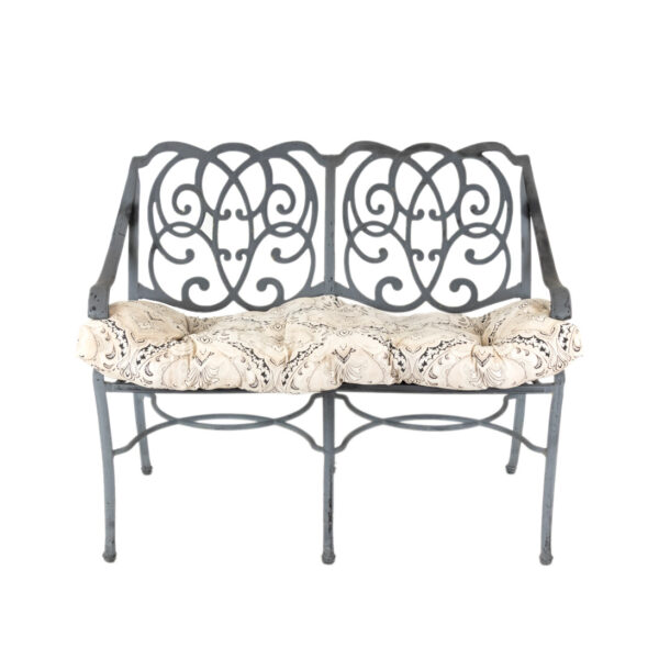 Cast Aluminum Outdoor Bench with Overstuffed Cushion - Image 1