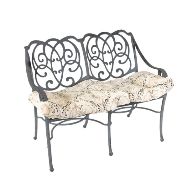 Cast Aluminum Outdoor Bench with Overstuffed Cushion - Image 2