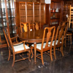Queen Anne Cherry Oval Dining Table with 2 Leaves and 6 Chairs - Image 10