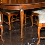 Queen Anne Cherry Oval Dining Table with 2 Leaves and 6 Chairs - Image 3