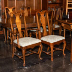 Queen Anne Cherry Oval Dining Table with 2 Leaves and 6 Chairs - Image 4