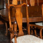 Queen Anne Cherry Oval Dining Table with 2 Leaves and 6 Chairs - Image 5