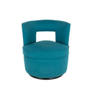 Barrel Back Cut-Out Chair in Turquoise Upholstery
