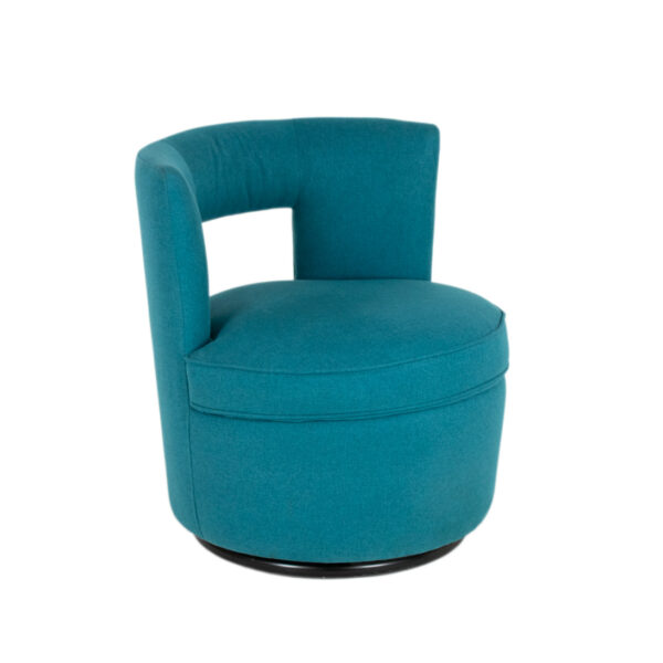 Barrel Back Cut-Out Chair in Turquoise Upholstery - Image 2