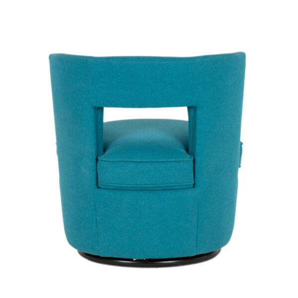 Barrel Back Cut-Out Chair in Turquoise Upholstery - Image 6