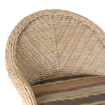Woven Rattan Chaise Lounge with Striped Cushion - Image 2