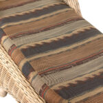 Woven Rattan Chaise Lounge with Striped Cushion - Image 3
