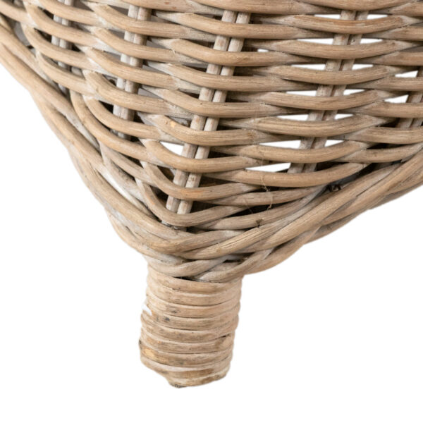 Woven Rattan Chaise Lounge with Striped Cushion - Image 4