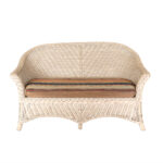 Woven Rattan Loveseat with Striped Cushion