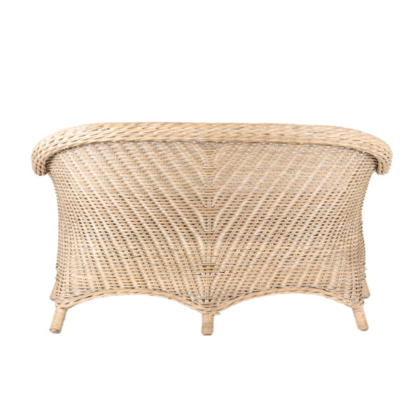 Woven Rattan Loveseat with Striped Cushion - Image 6