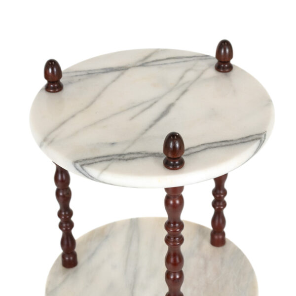 Vintage Three Tier Marble and Wood Plant Stand - Image 2
