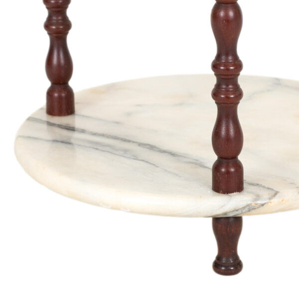 Vintage Three Tier Marble and Wood Plant Stand - Image 3