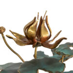 THOMAS YANO Teal Floral Metal Sculpture - Image 2