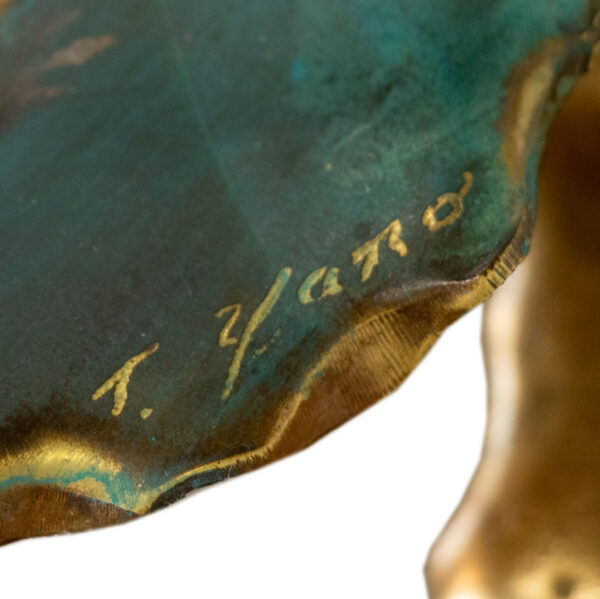 THOMAS YANO Teal Floral Metal Sculpture - Image 5