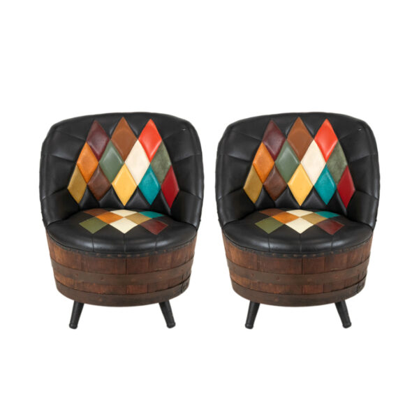 Pair of BROTHERS OF KENTUCKY Whiskey Barrel Accent Swivel Chairs - Image 1