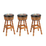 Set of 3 BROTHERS OF KENTUCKY Whiskey Barrel Bar Stools